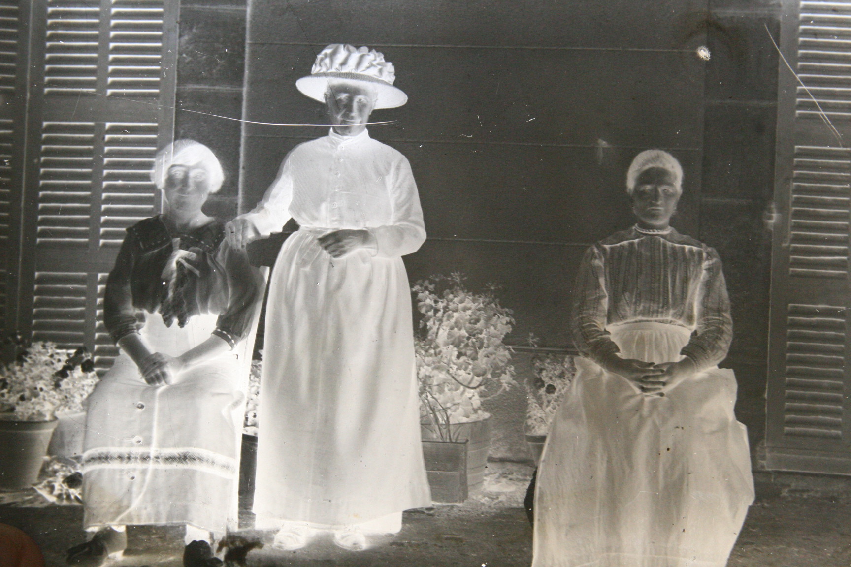 Antique glass photographs family 