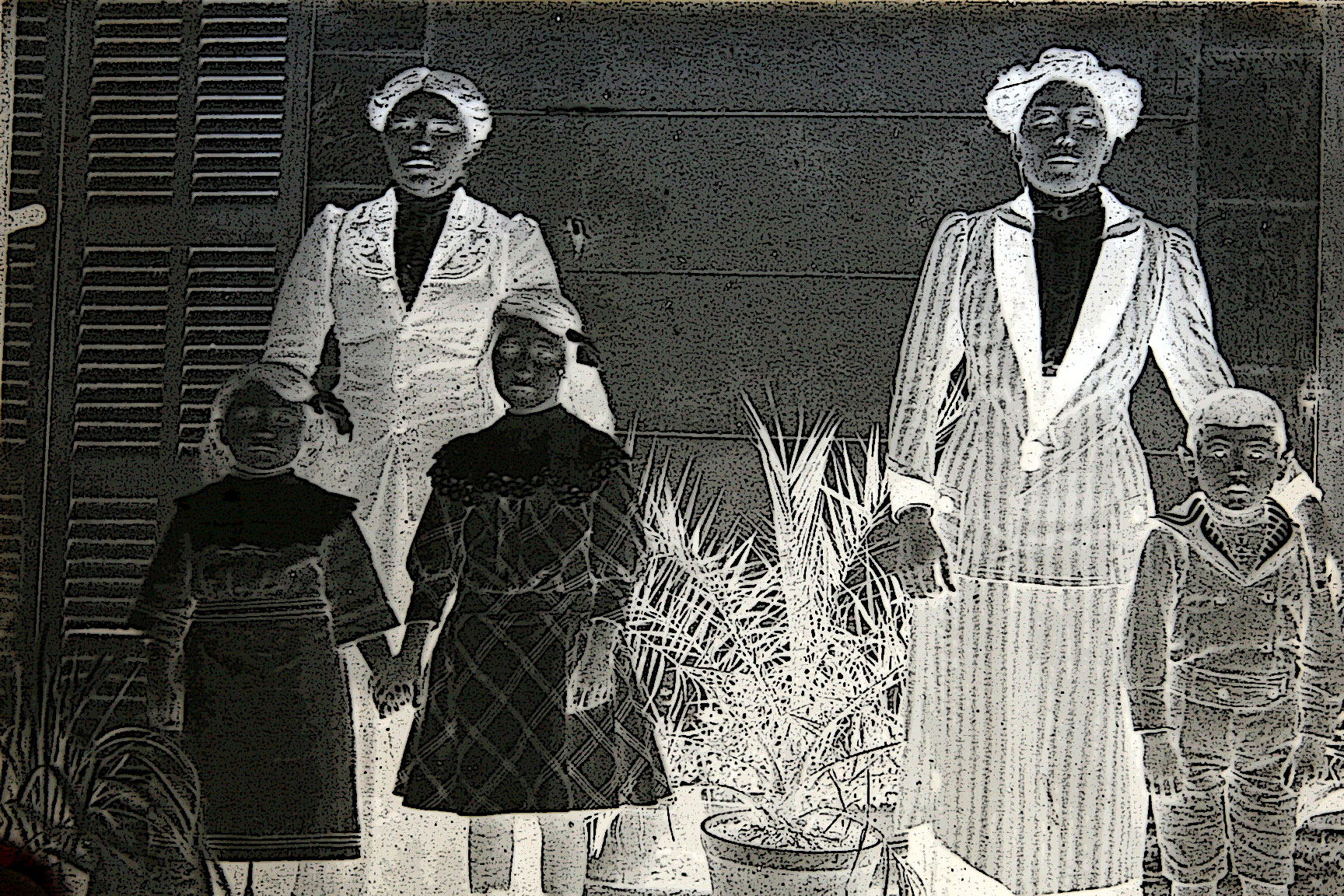 Antique glass photographs family and children