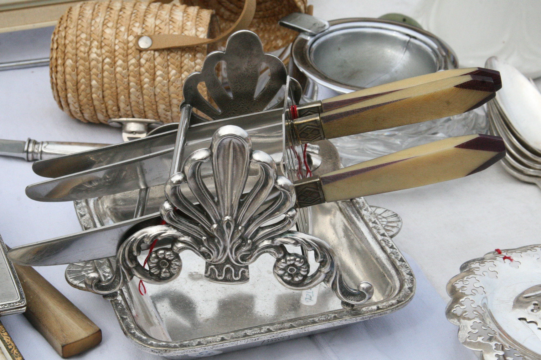silver knife holder for a buffet 