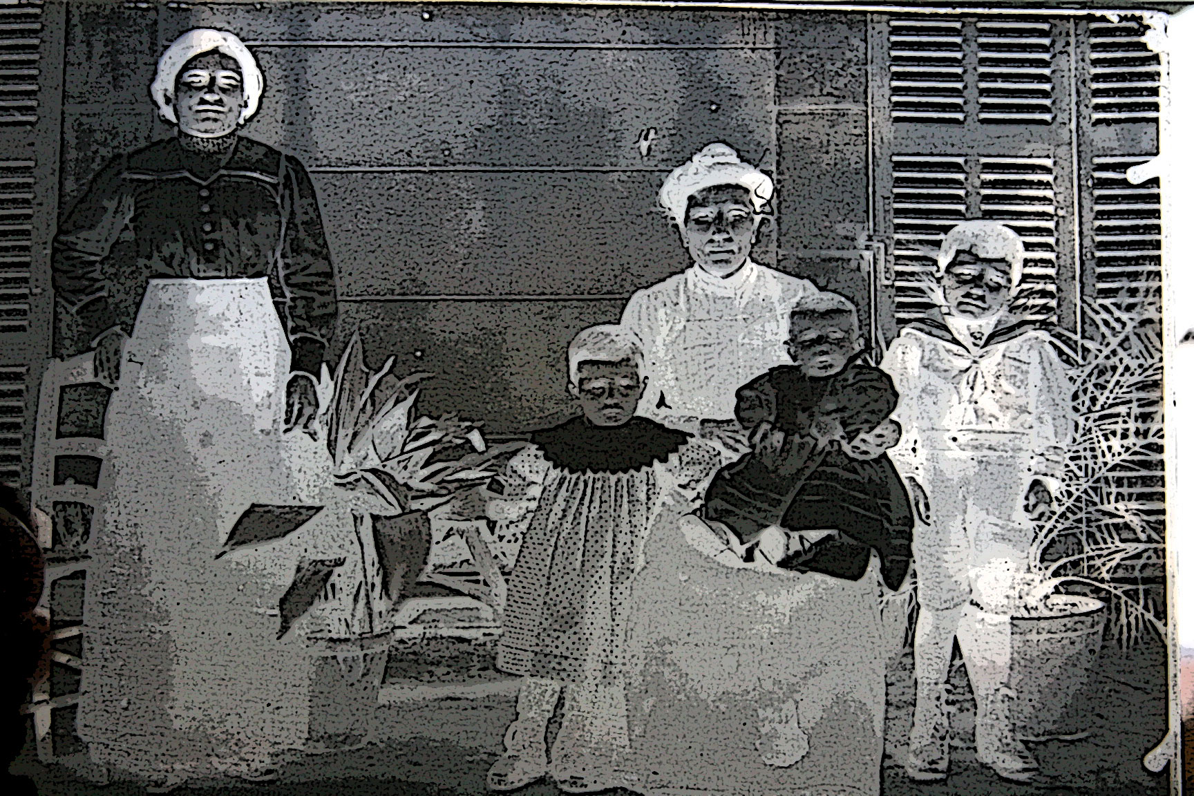 Antique glass photographs family and children