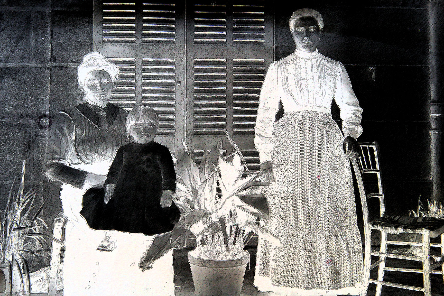 Antique glass photographs family and children