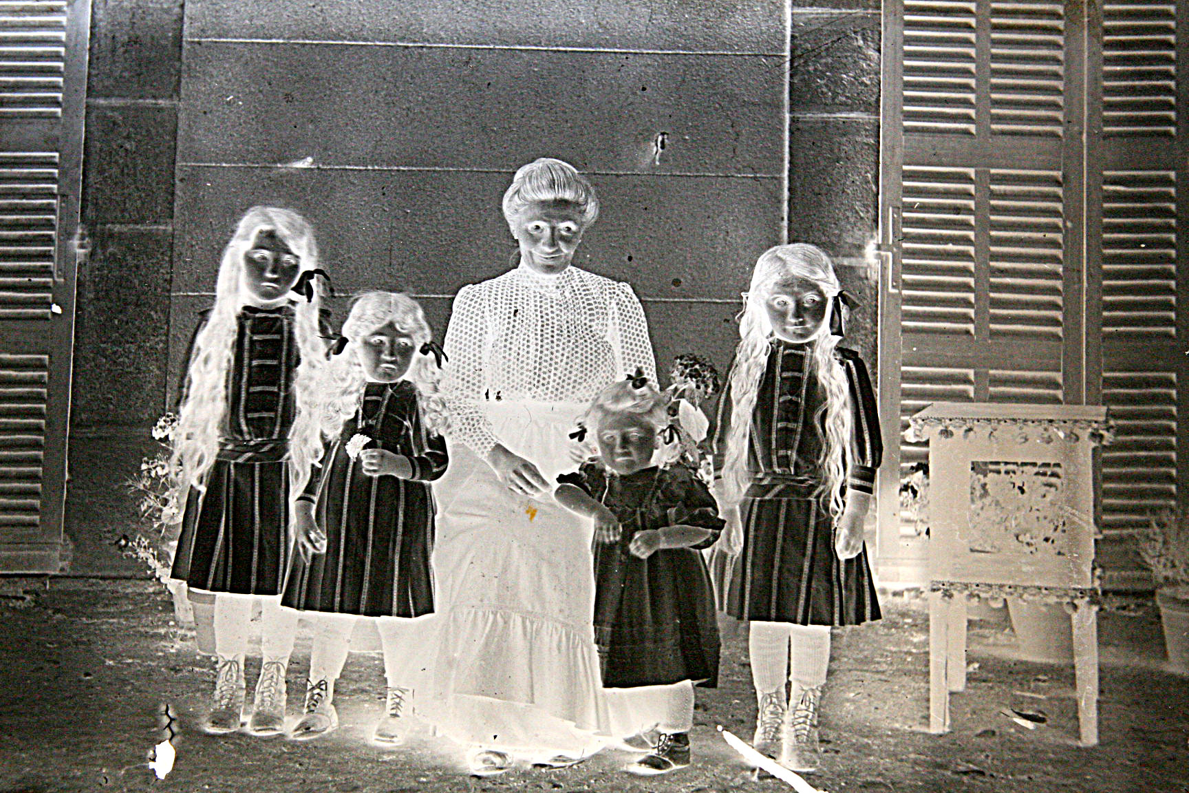 Antique glass photographs family and children