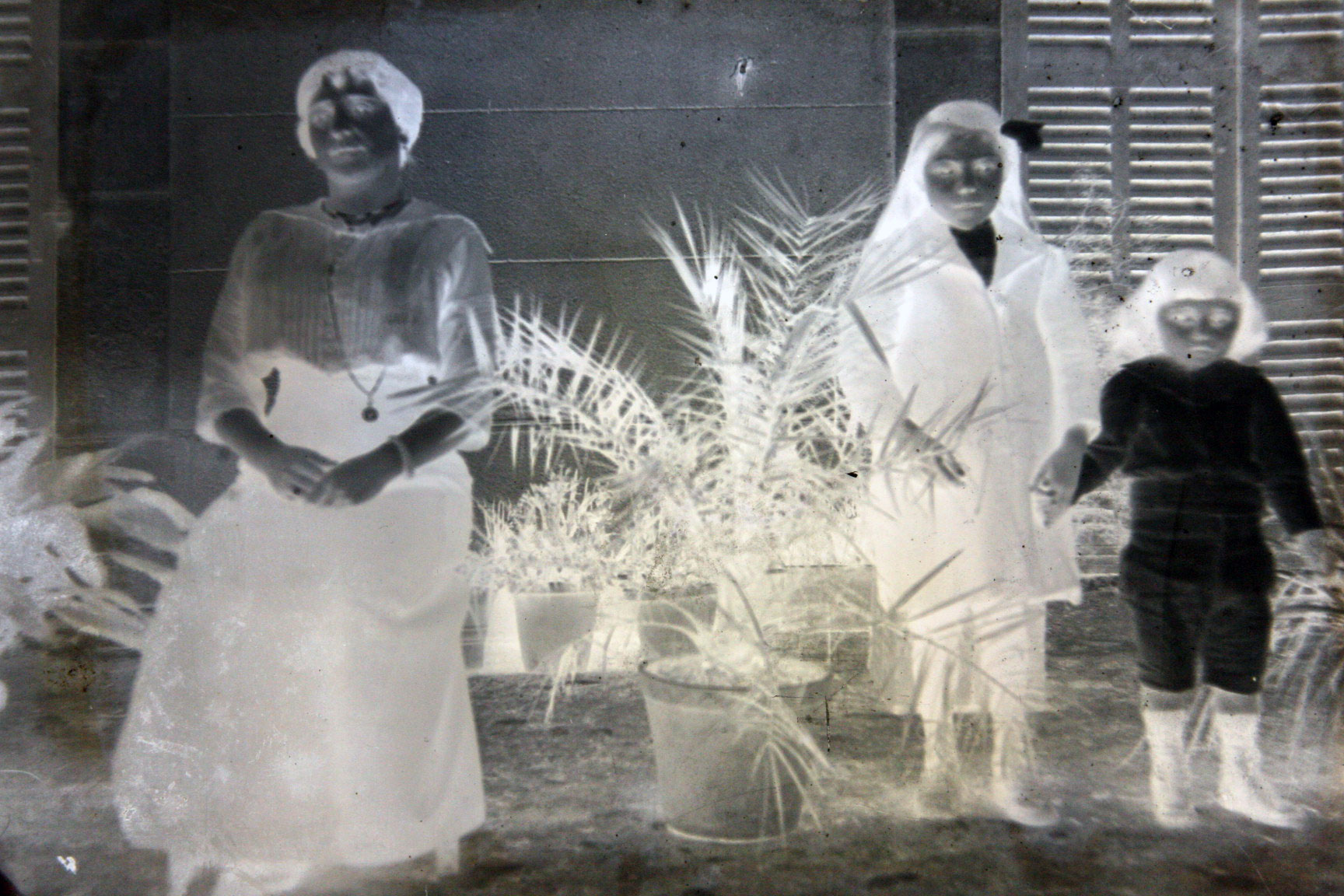 Antique glass photographs family and children