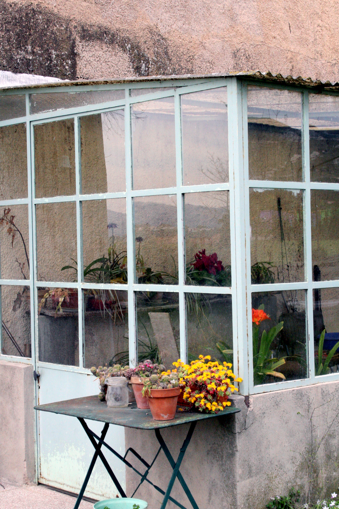 French country green house