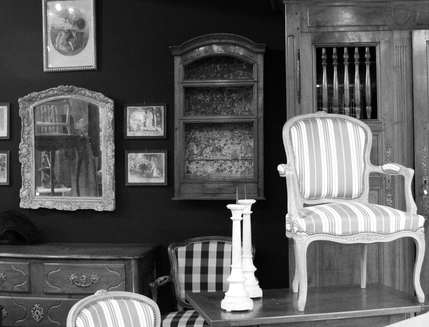 Ticking fabric on armchair