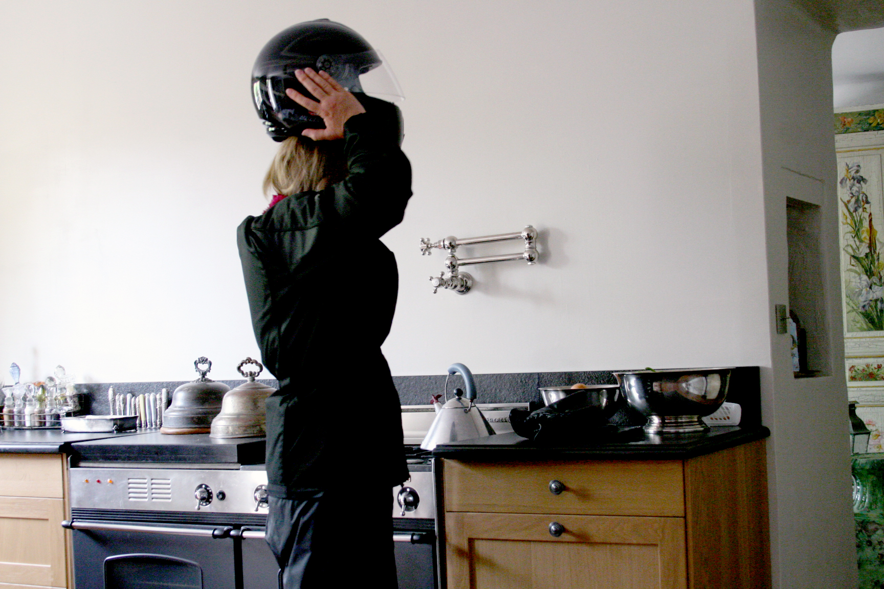 Motor cycle helmet hair