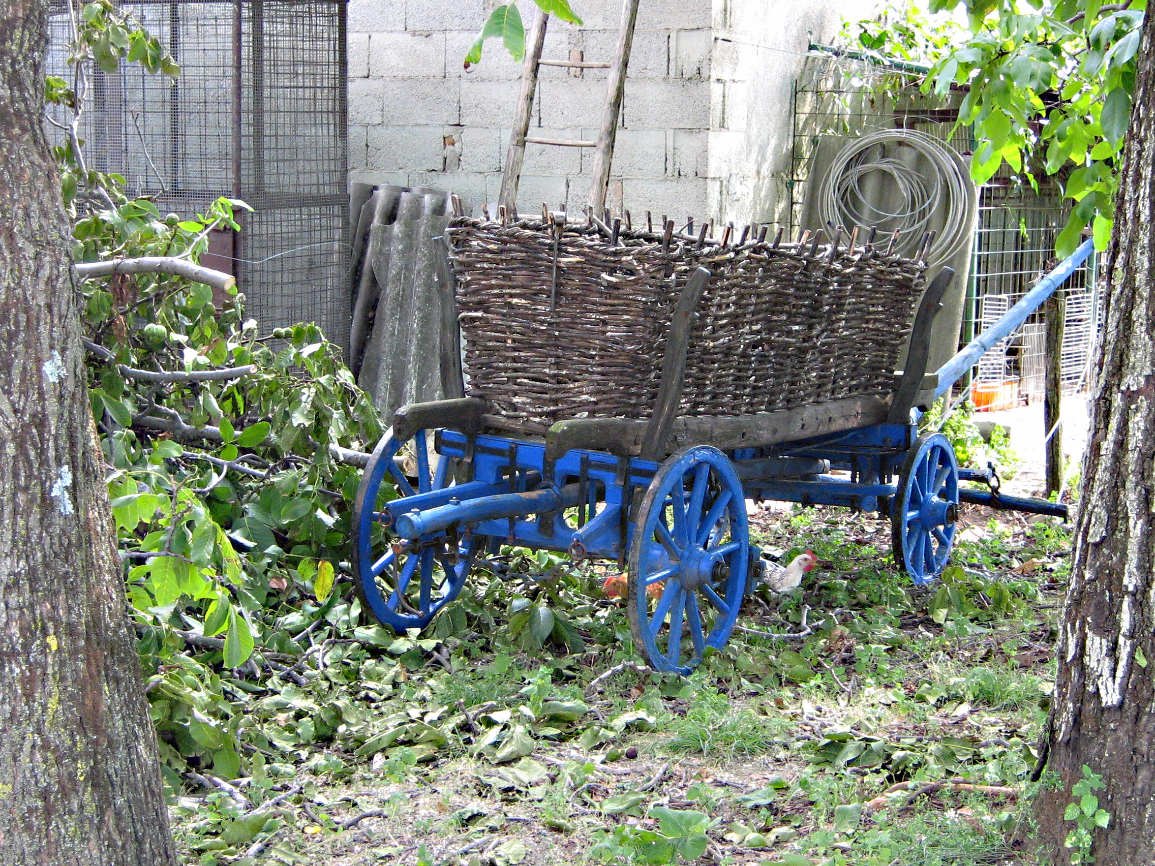 Old wagon with a basket