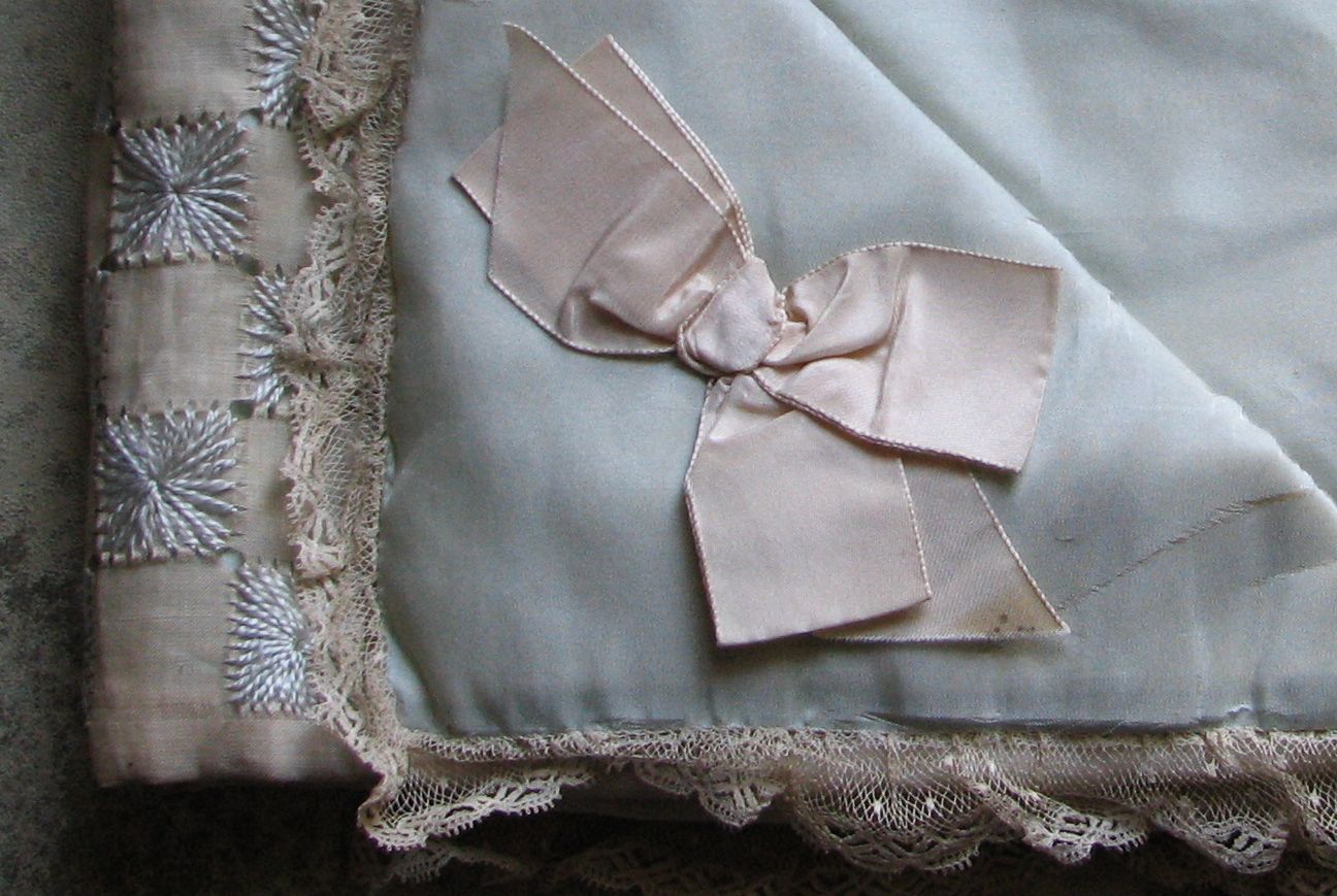 French Antique silk bag
