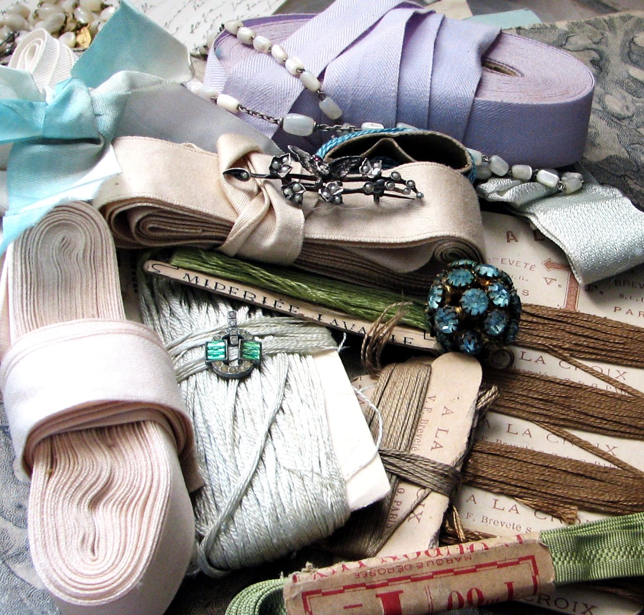 French antique ribbons and jewels
