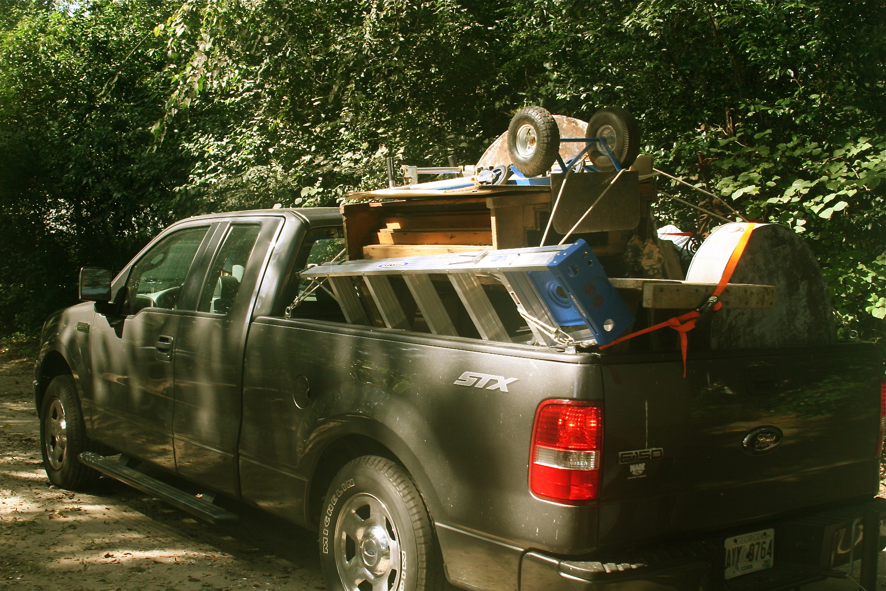 loaded pick up truck