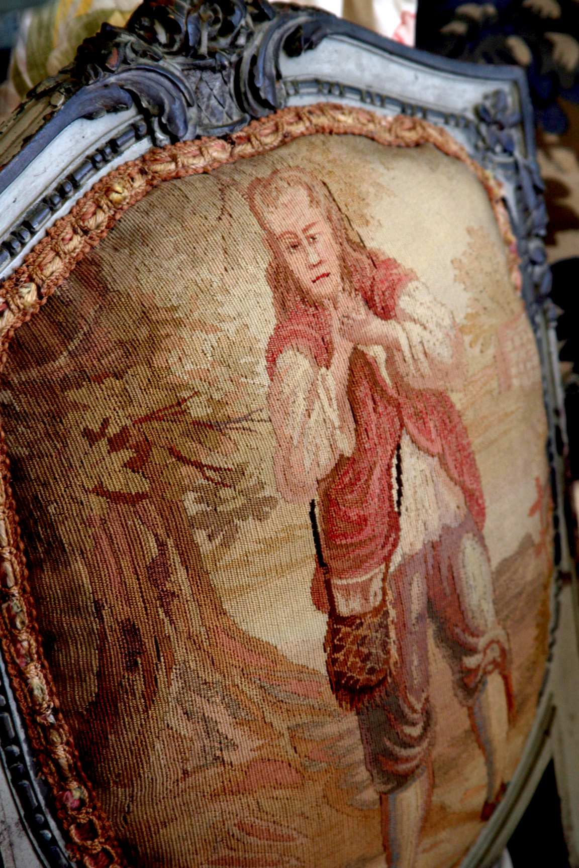 Antique tapestry upholstery