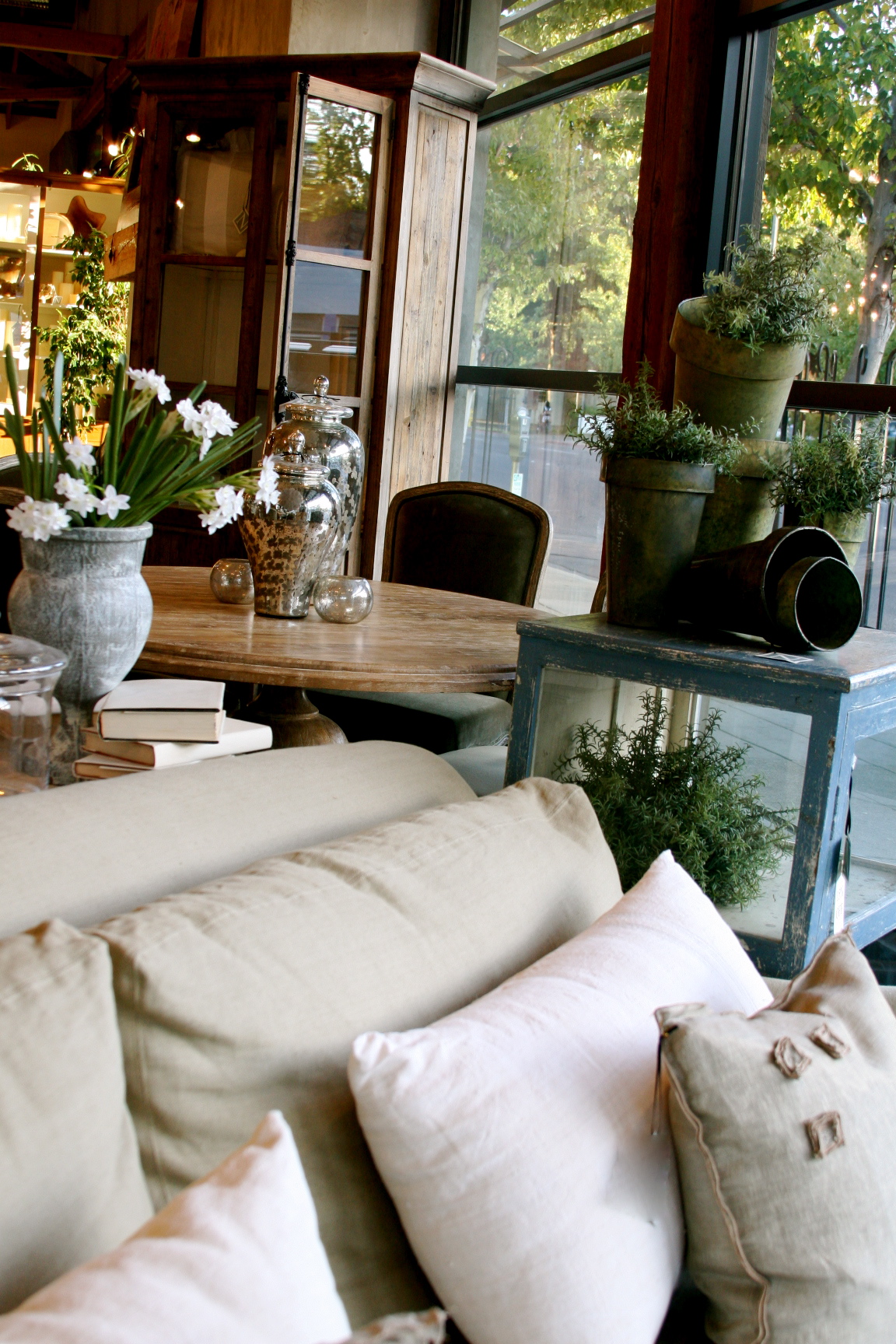 hemp and linen covered pillows