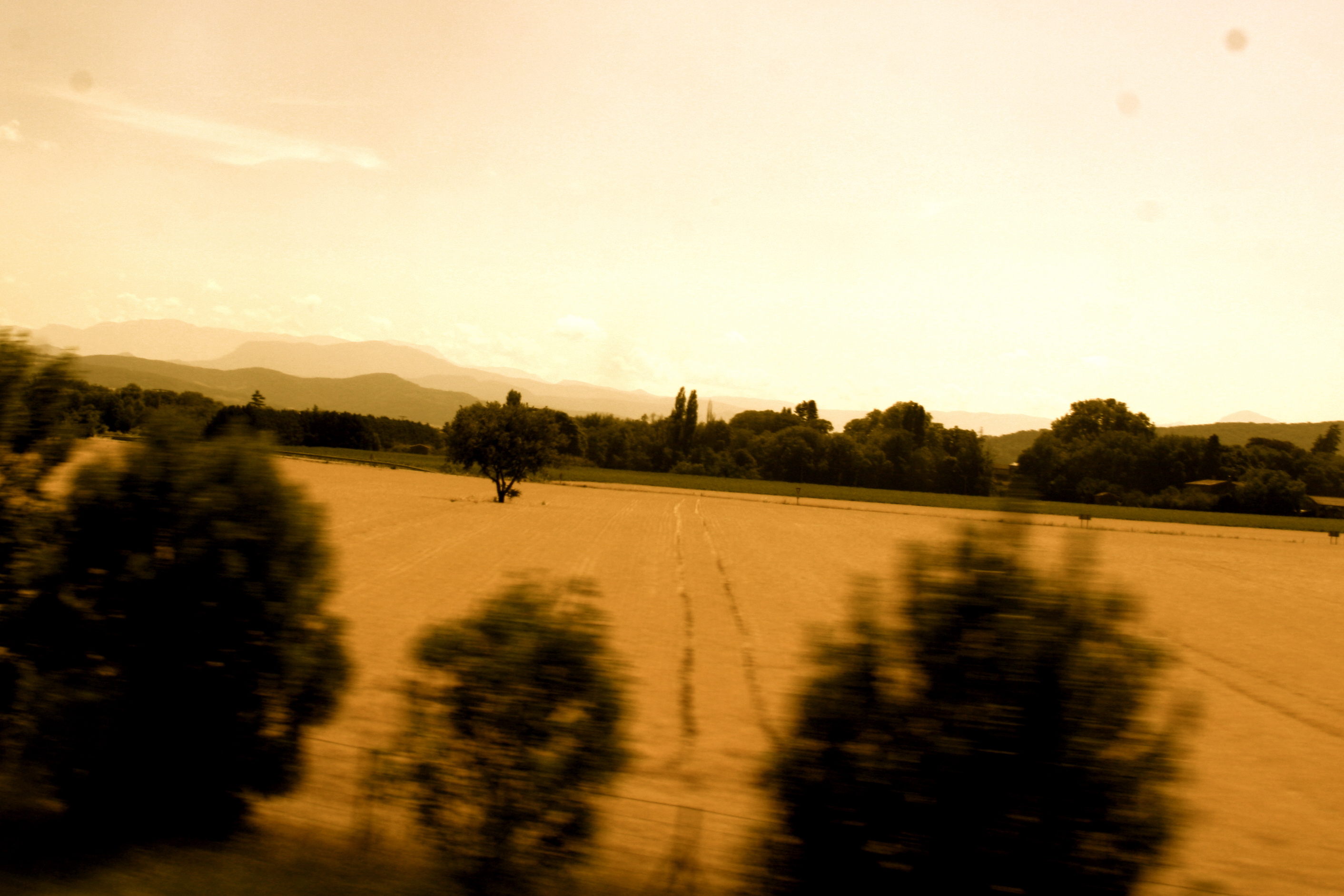 Sepia view French landscape