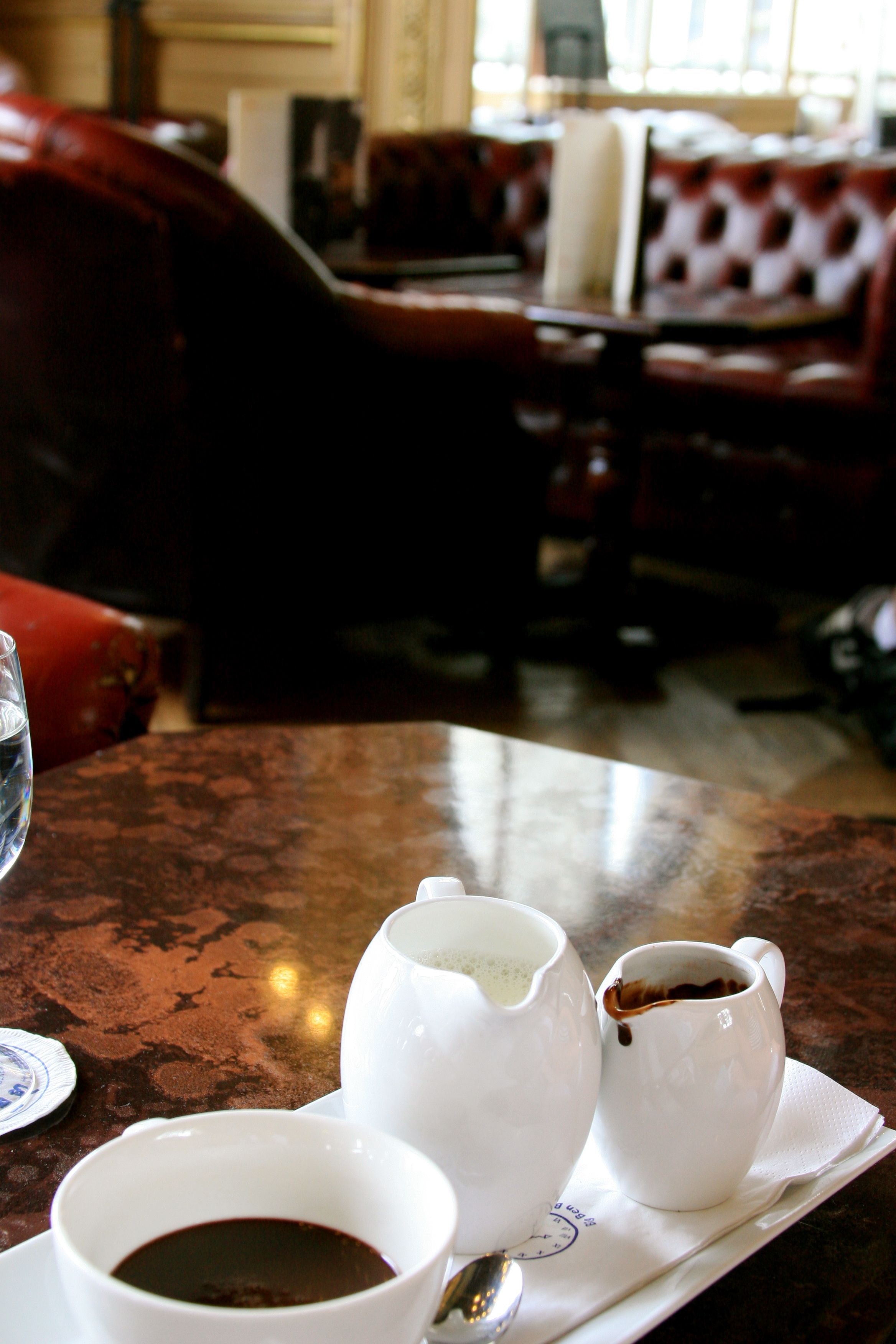 Hot chocolate at the Le Train Bleu in Paris