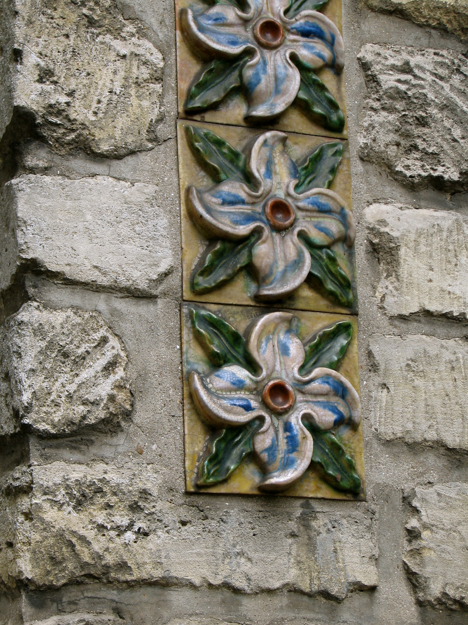 turn of the century French majolica tiles
