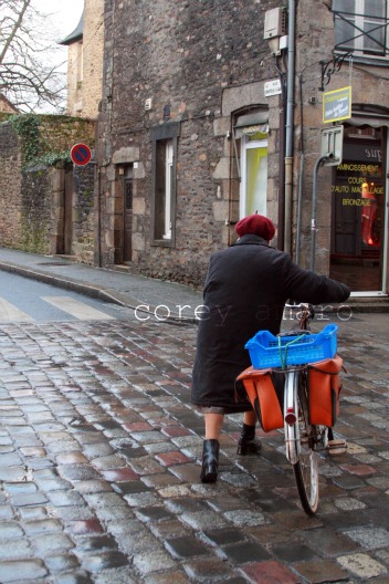 Cobble stones and bicycle, France