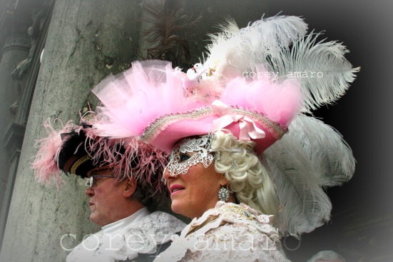 Pink hat with feather carnival venice
