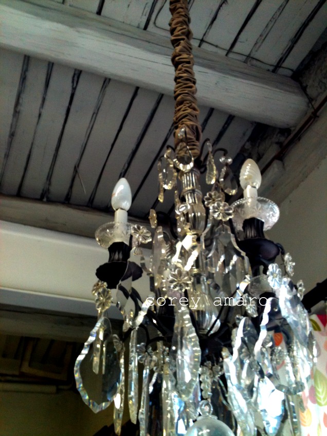 Chandelier Faded Charm at the French brocante