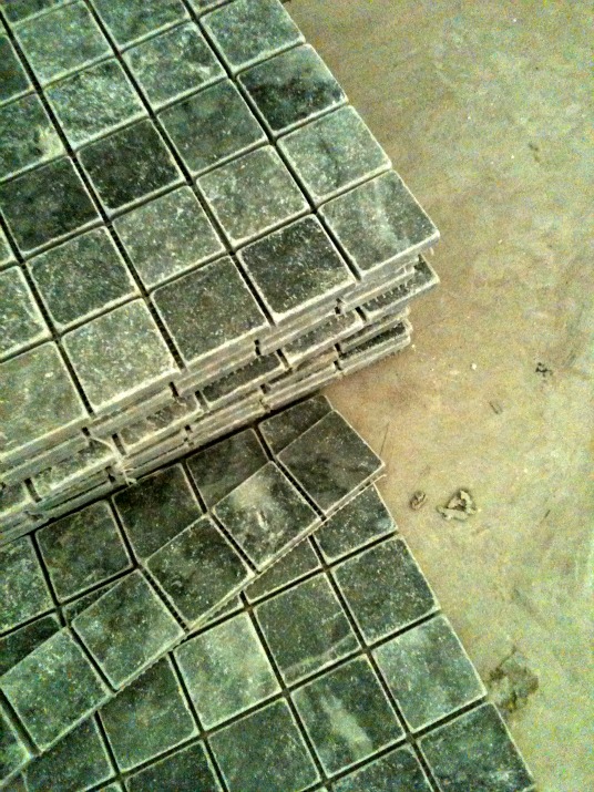 Marble grey tiles, France, apartment. Marble grey tiles, France, apartment.