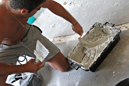 Mixing plaster Mixing plaster