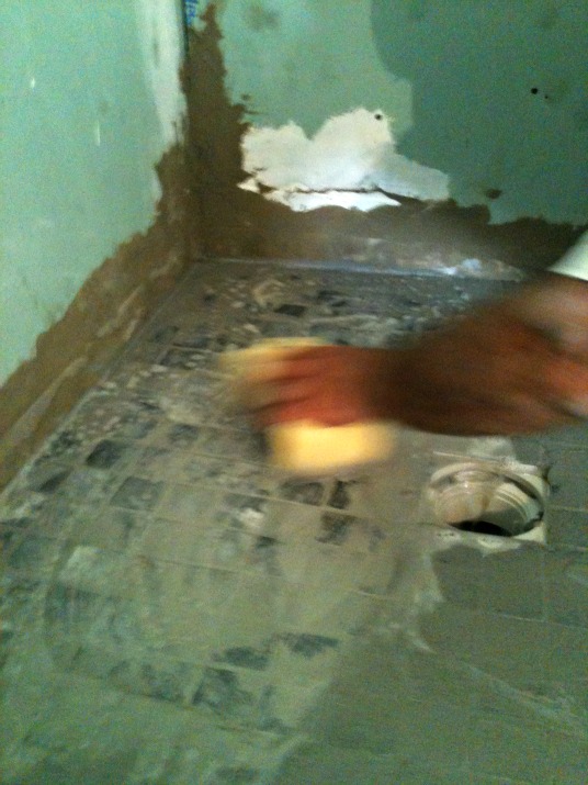 Sponging off tiles, France Sponging off tiles, France