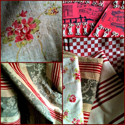 French antique textiles, red ticking