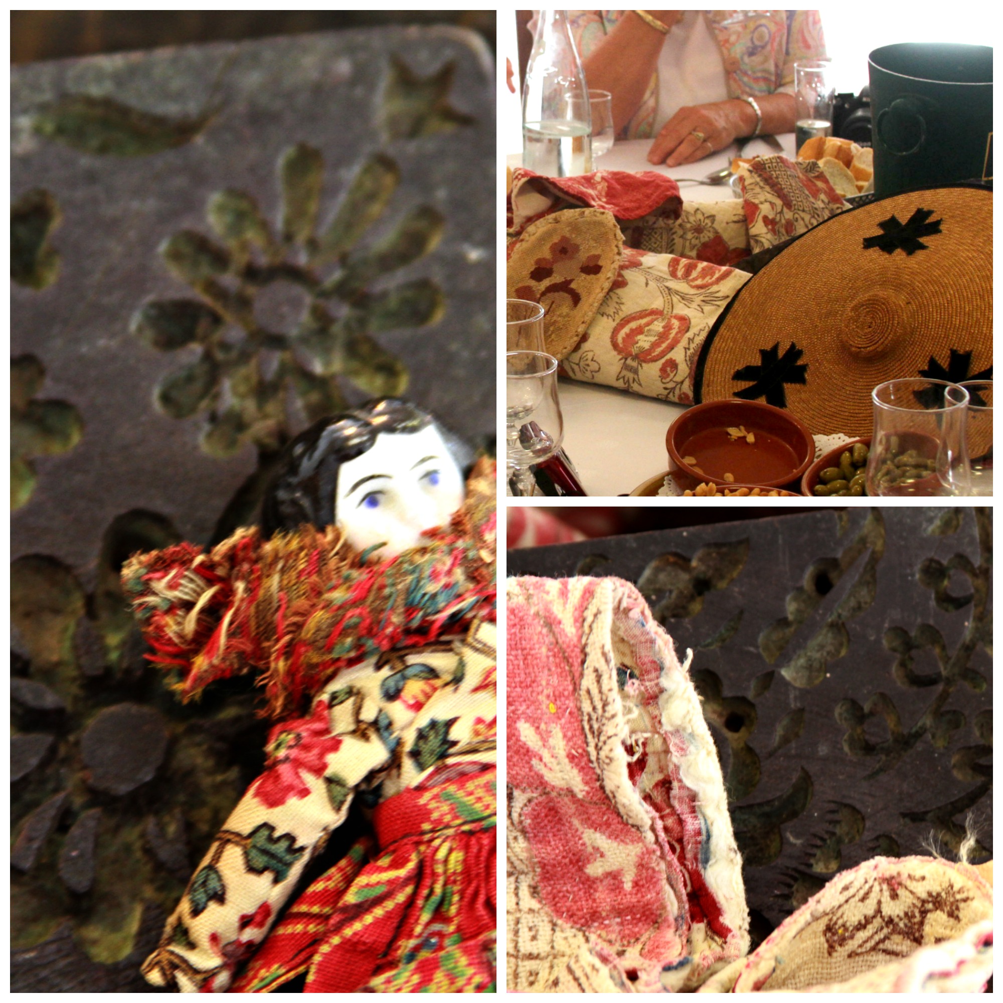 French antique Textile Collage