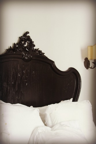 French antique headboard painted black