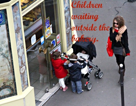 Children waiting outside the bakery