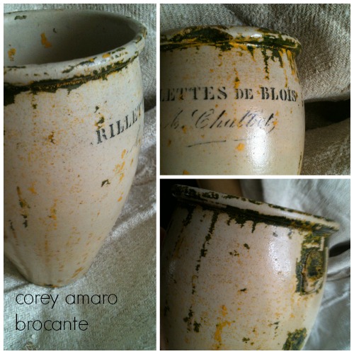 Brocante, French antiques, pate jar, corey amaro