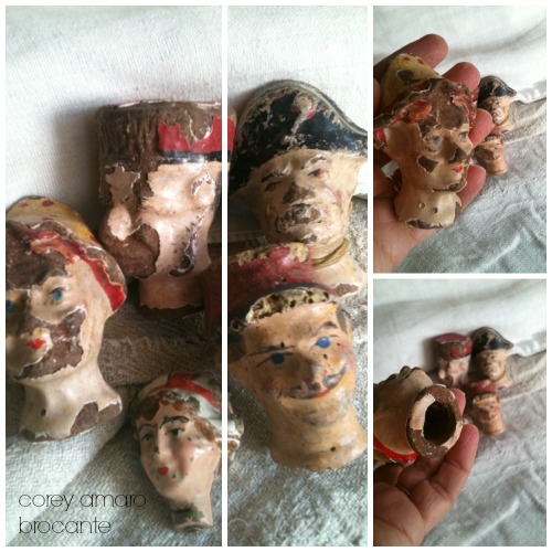 Brocante, french brocante, corey amaro antiques, puppet heads