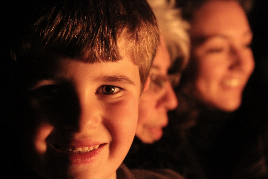 Family at the bonfire