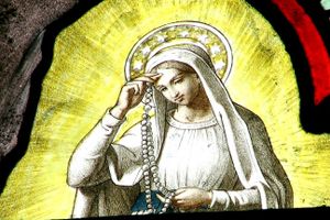 Mother Mary blesses herself, so did I Stainglasswindowmary