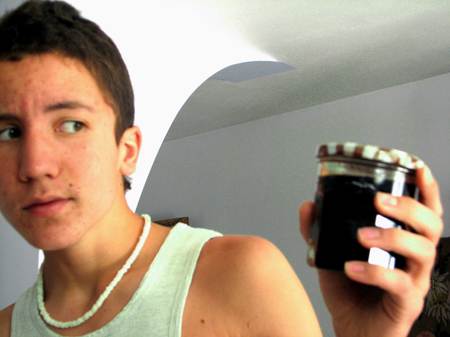 Sacha doubting my home made jam Sachachecksjamout_2