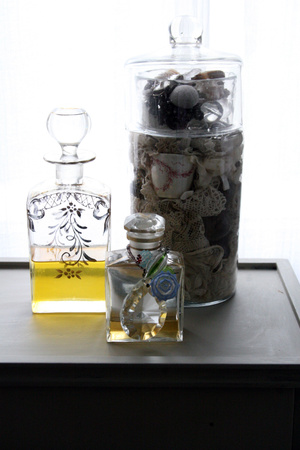 Antique bottles Lacefilledjar