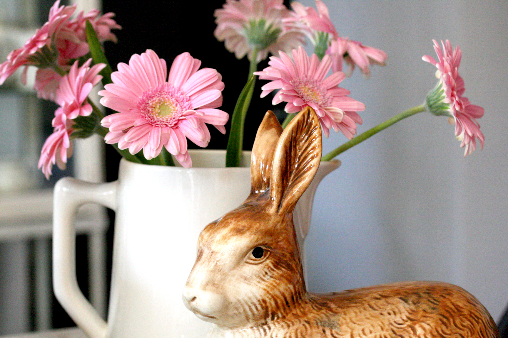 some pink flowers with a rabbit some pink flowers with a rabbit