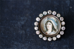 Nineteen century hand painted portrait-pin
