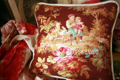 Toile de jouy cushion