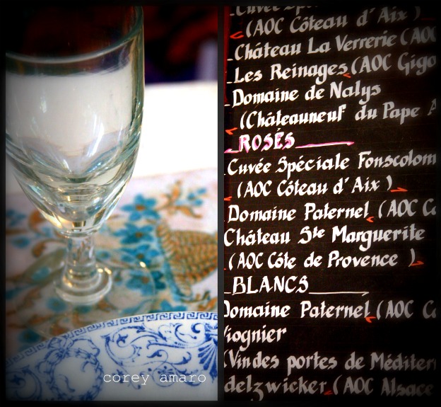 Wine and menu Wine and menu