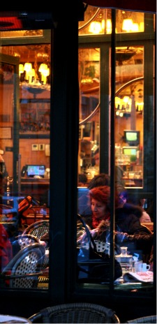 French cafe window