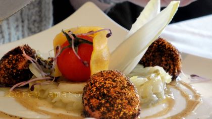 Polenta pepper scallops Polenta pepper scallops