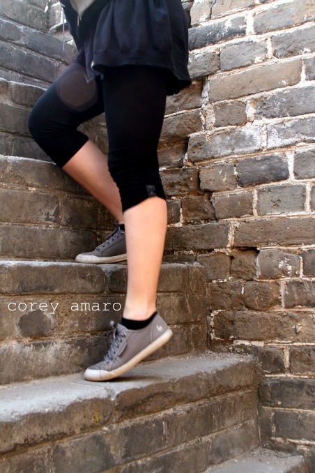Chlesea on the great wall of china stairs Chlesea on the great wall of china stairs
