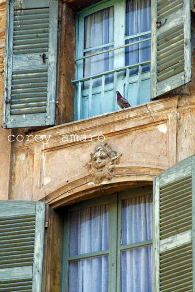 French shutters blue grey