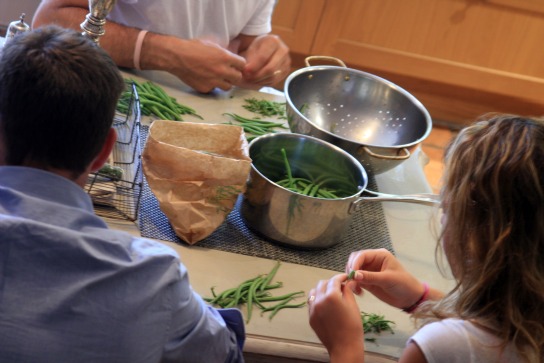 Stringing green beans
