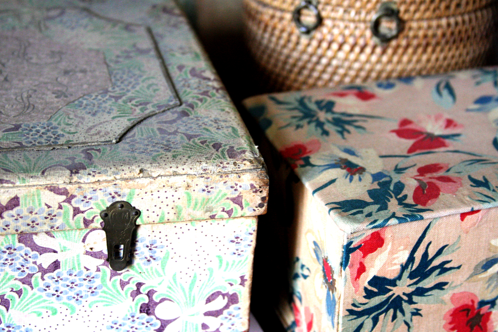 Floral fabric boxes