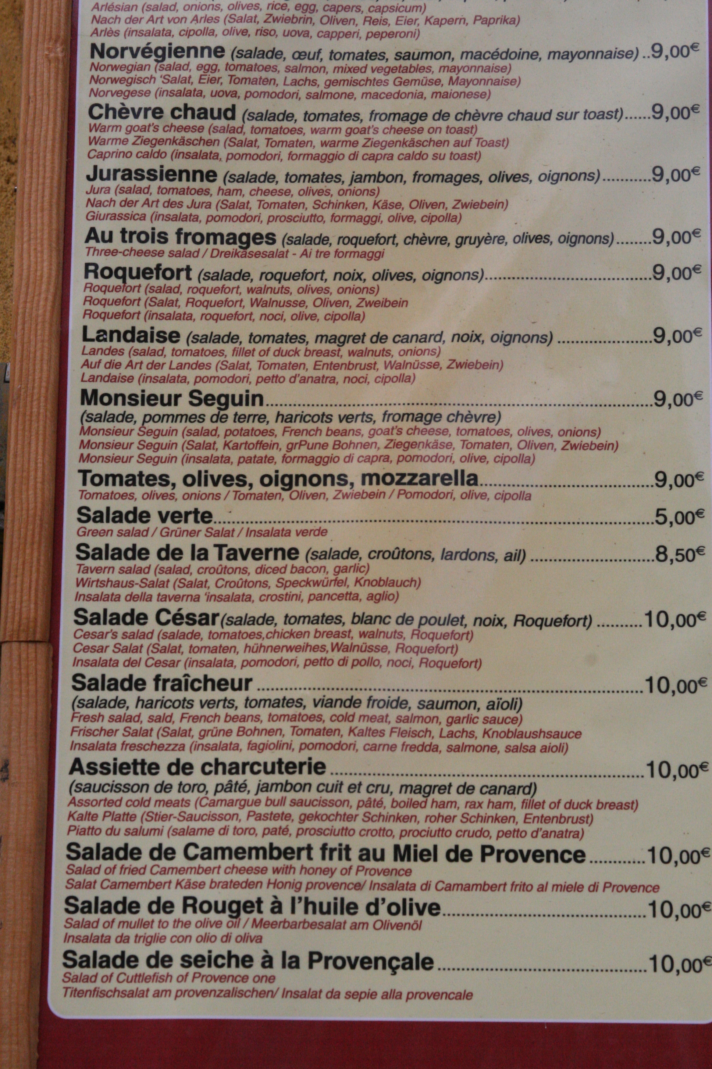 French menu