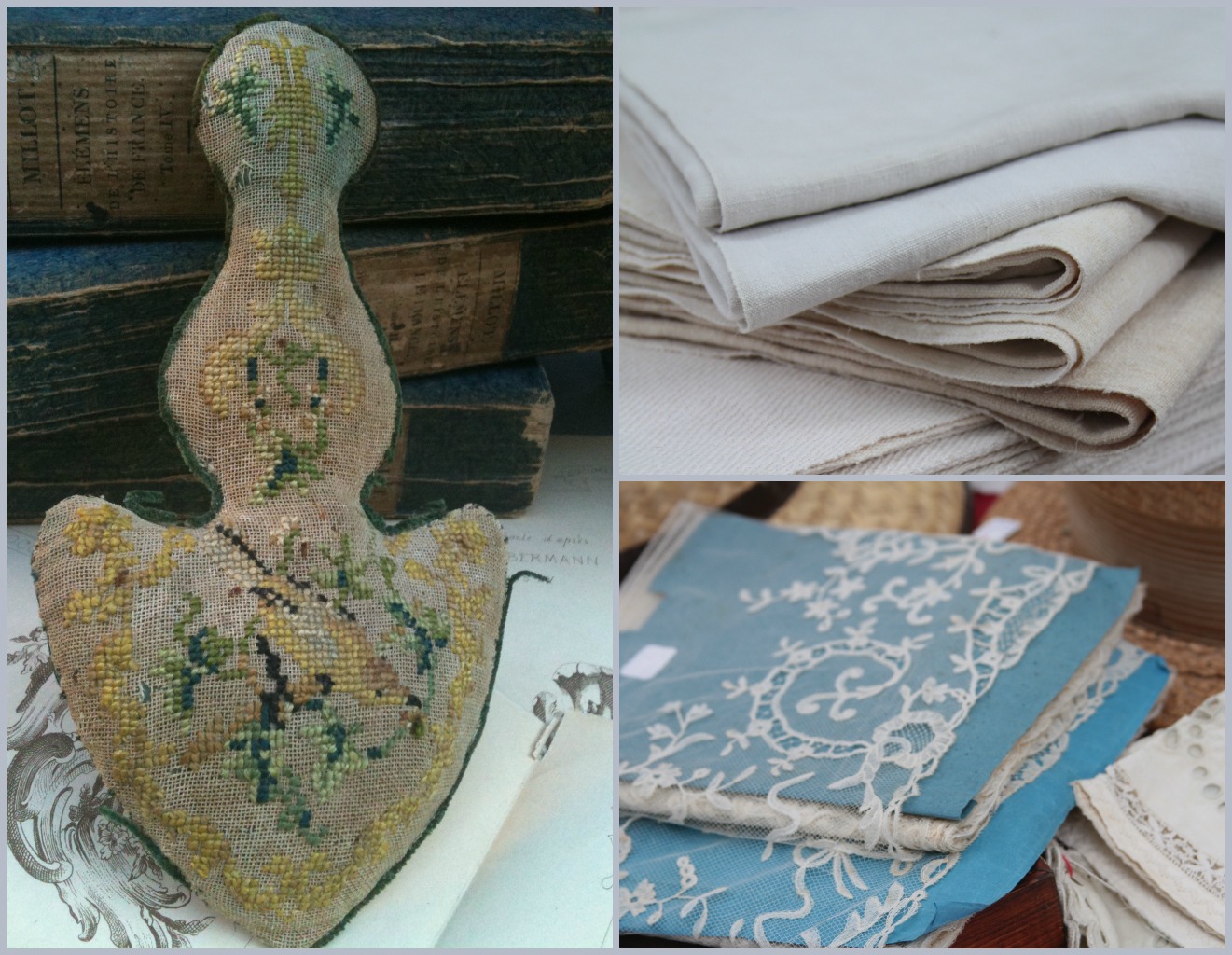 French Antique Textile Collage