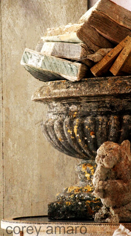 Stone urn full of old books Stone urn full of old books