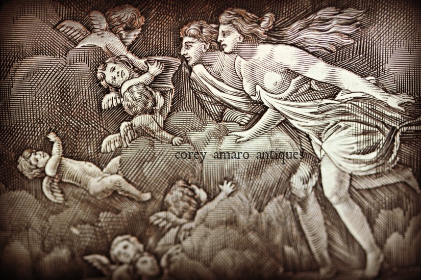 Romantic image etched in silver