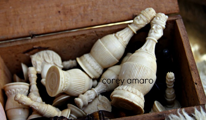 Antique ivory chess pieces Antique ivory chess pieces